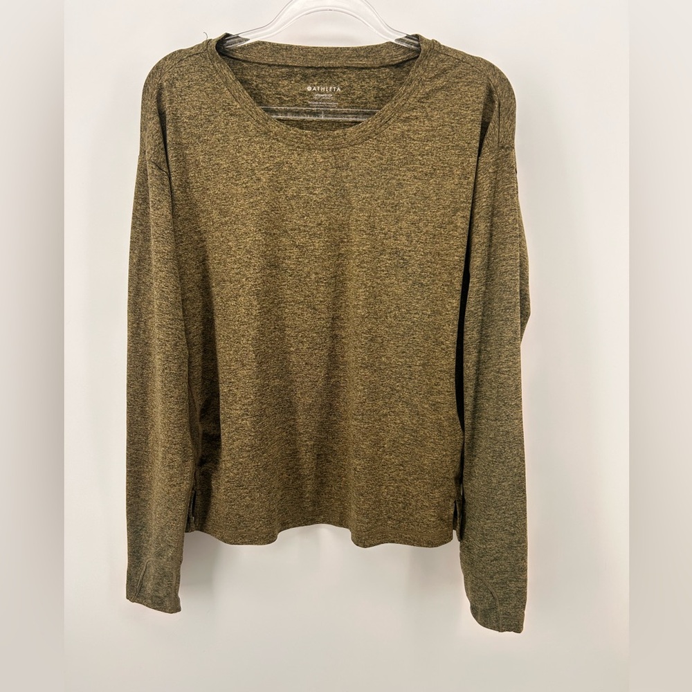 Athleta Womens Top S Green Uptempo Pullover Long Sleeve Athletic Shirt